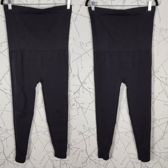 Spanx Black Stretch Knit Super High Rise Leggings Shapewear Slimming - Picture 1 of 4